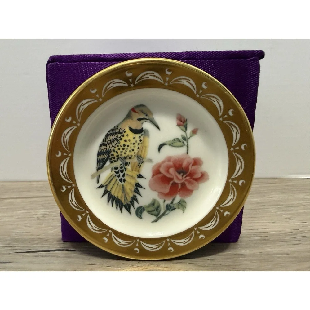 State Birds Flowers Franklin MINI Plate Alabama Yellowhammer Camellia 3